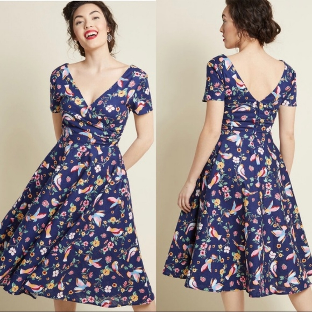 Collectif Vintage Modcloth Maria Bird Swing Dress